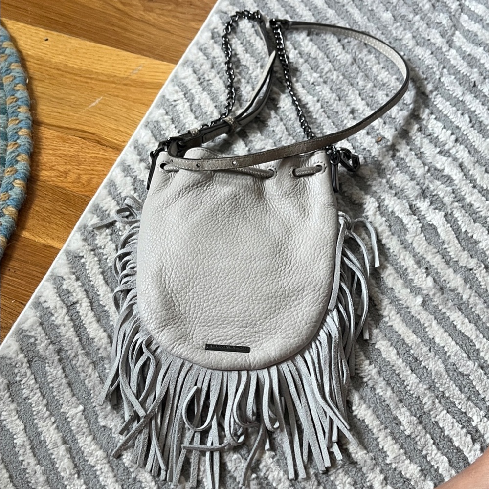 Rebecca Minkoff Light Gray Fringe Crossbody Bag